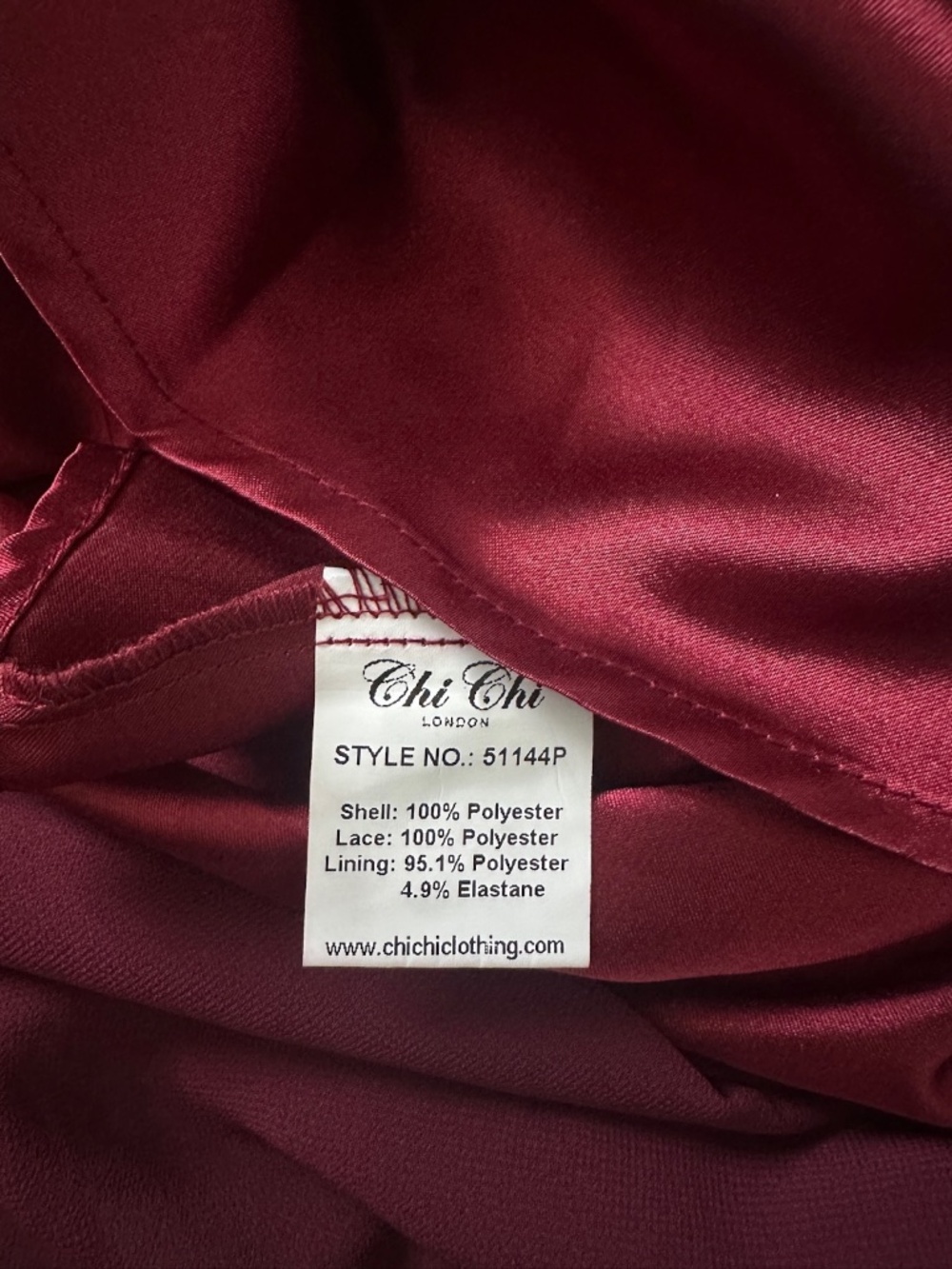 Chi Chi London - Tiffy - Plunge Illusion Lace Chiffon Gown - Burgundy - Size 4 - Picture 8 of 12